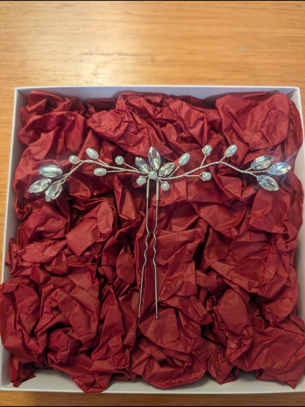 Silver Crystal and Pearl Bridal Hair Pin - Women Accessories